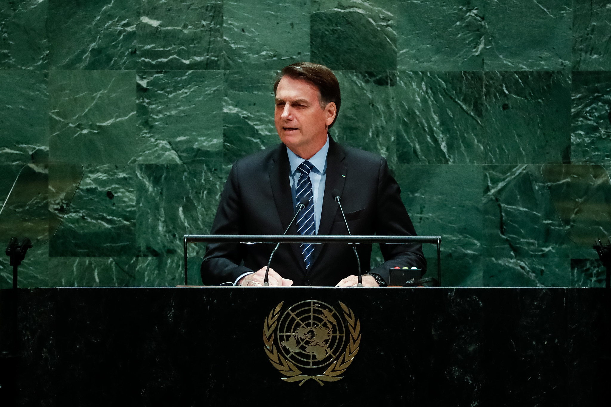 O presidente Jair Bolsonaro discursou durante da abertura da 74ª Assembleia da ONU neste dia 24 de setembro. / Foto: Alan Santos/PR