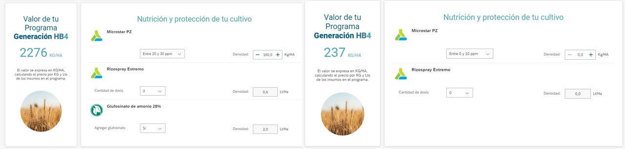 No quadro da esquerda, a informação de uso de glifosato no trigo transgênico. Logo após (quadro à direita), a informação foi retirada do ar.